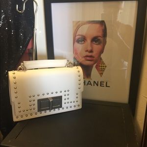 White studded satchel (small)
